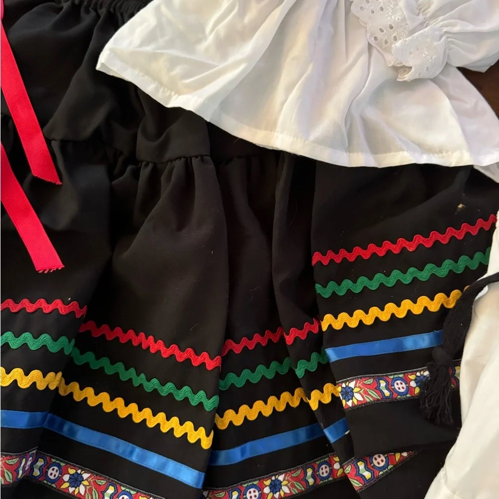 Handmade 18” Doll Traditional Mexican Outfit with Handmade Matching Girl Outfit